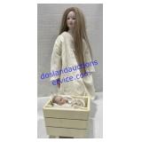 Mother & Child Porcelain Dolls 18" Tall