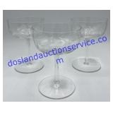 3 Crystal Champagne Glasses