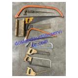 Lot of (9) Hand Saws & Miter Box