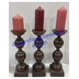 Lot of (3) Wooden Candle Sticks