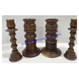 Lot of (4) Wooden Candlesticks