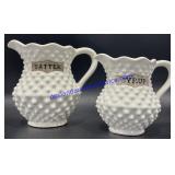 Milk White Hobnail Batter & Syrup Pitchers