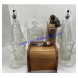 Oil & Vinegar Dispensers, Wooden Box, Etc..