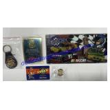 Misc NASCAR Pin , Key Chain , Sticker