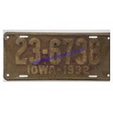 1932 Iowa License Plate