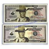 Pair of John Wayne 1,000,000 Bills