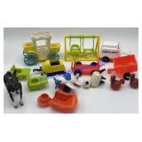 Flat of Vintage Fisher Price Little People Toys