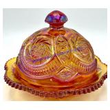 Indiana Carnival Glass Round Butter Dish (7")