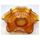 Northwood Orange Carnival Glass Ruffled Dish (7")