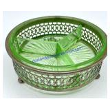 Green Uranium Glass Relish Divided Plate (6"