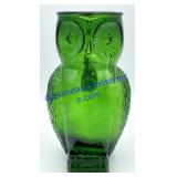 Vintage Green Glass Owl Pitcher (9")