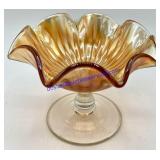 Orange Carnival Glass Ruffled Dish (4")