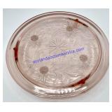 Pink Depression Glass Daisy Sunflower Cake Plate