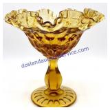 Colonial Amber Thumbprint Compote (8")
