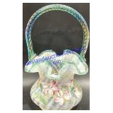 Fenton 90th Anniversary Glass Painted Basket
