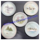 Set of Fenton Hand Painted Custard Glass