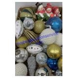 Flat Of Misc Christmas Bulbs & Snowman Figurine