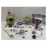 Misc Flat Buttons , Ceramic Containers , Tin ,