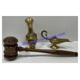 Gavel , Brass Vase & Decorative Genie Lamp