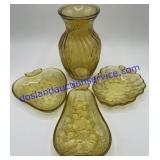 Vintage Amber Colored Glassware