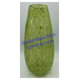 Hand Blown Glass Acid Green Veined Vase (14")