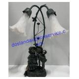 Boy Kissing Girl Figure Tulip Lamp 20"