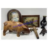 Misc Pictures , Wooden Pig , Frog & Antique