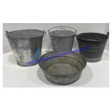 Lot of (4) Galvanized Buckets