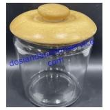 Glass W/ Wooden Lid Cookie Jar