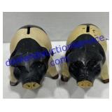 Matching Cast Iron Piggy Banks