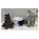 Misc Pig Decor & Rooster Tin Basket
