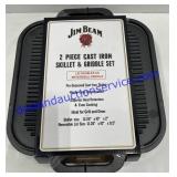 Jim Beam 2 Piece Car Iron Skillet & Griddle Set