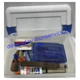 Rubbermaid Container W/ Misc Office Supplies