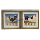 Pair of Matching Rooster Pictures (19 x 19)