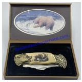 Bear Collectors Pocket Knife In Decorative Box