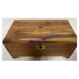 Wooden Storage Box W/ Mirror & Engraved Flower