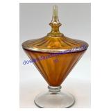 Marigold Carnival Glass Footed Candy Dish (8")