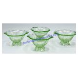 Lot of (4) Mini Uranium Glass Footed Dishes