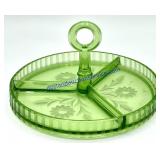 Green Depression Glass Relish Tray