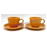 Pair of Orange Fiesta Coffee Cups & Saucers