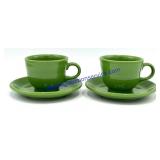 Pair of Green Fiesta Coffee Cups & Saucers