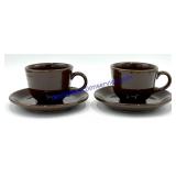 Pair of Brown Fiesta Coffee Cups & Saucers