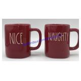 Pair of Rae Dunn Naughty & Nice Mugs