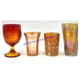 Lot of (4) Misc. Carnival Glass Glasses