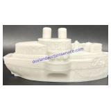Milk Glass Battleship Butter Dish