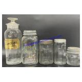 Lot of (5) Glass Jars