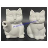 Ceramic Cat Sugar & Cream Set (Missing Spoon) - 5"