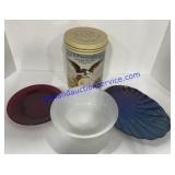Bowl , Plates & Pillsbury Tin