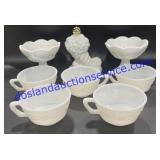 2 Milk Glass Candle Holders, Avon Perfume Bottle