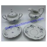 Bavaria Sugar Dish, Cream Pitcher, 12 Saucers & 11